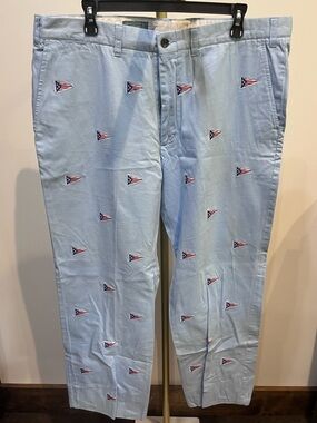 Embroidered Light Blue Flag Motif Chinos Castaway Men’s Pants 
Size 38